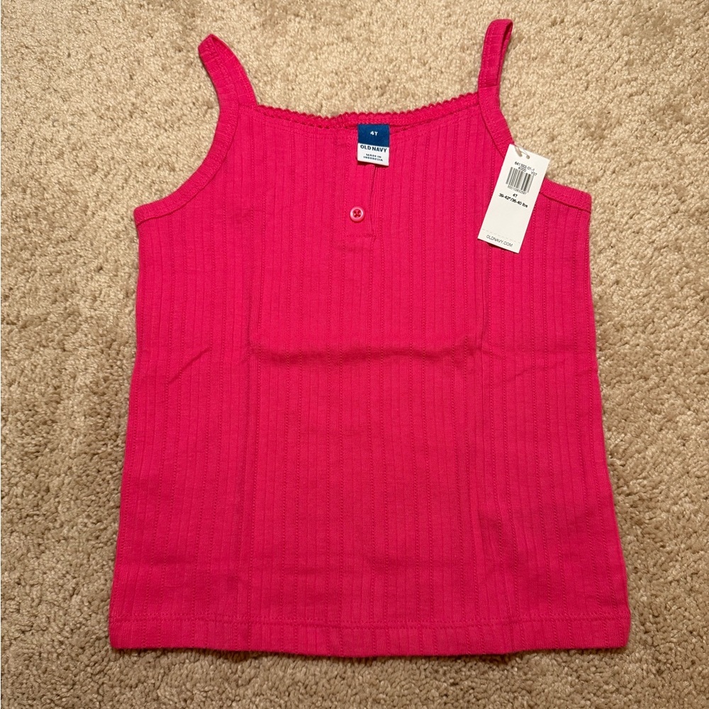 Old Navy | Pink Casual Sleeveless Camisole Strap Tank Shirt with Button Detail